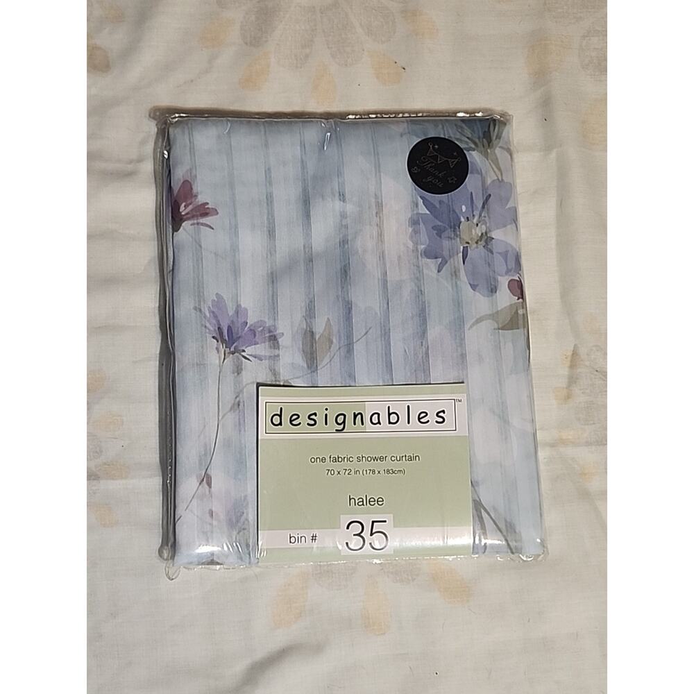 Designables Fabric Shower Curtain Floral Blue Multicolor 70"x72" Halee
